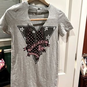 Almost famous size S long tee shirt/dress, choker detail on collar punk rock